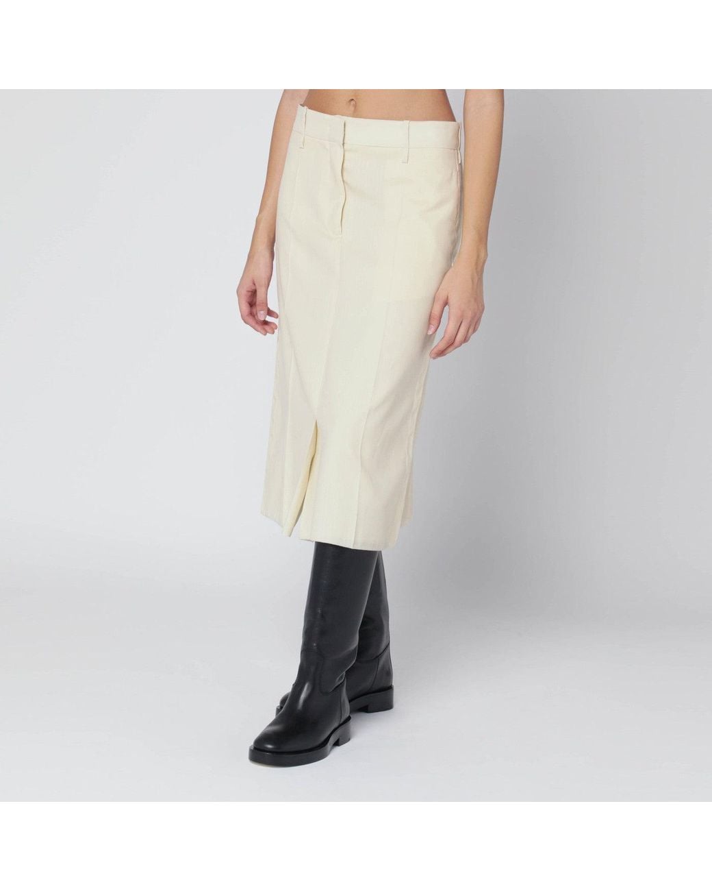 Jil Sander Natural Vanilla-Coloured Wool Skirt