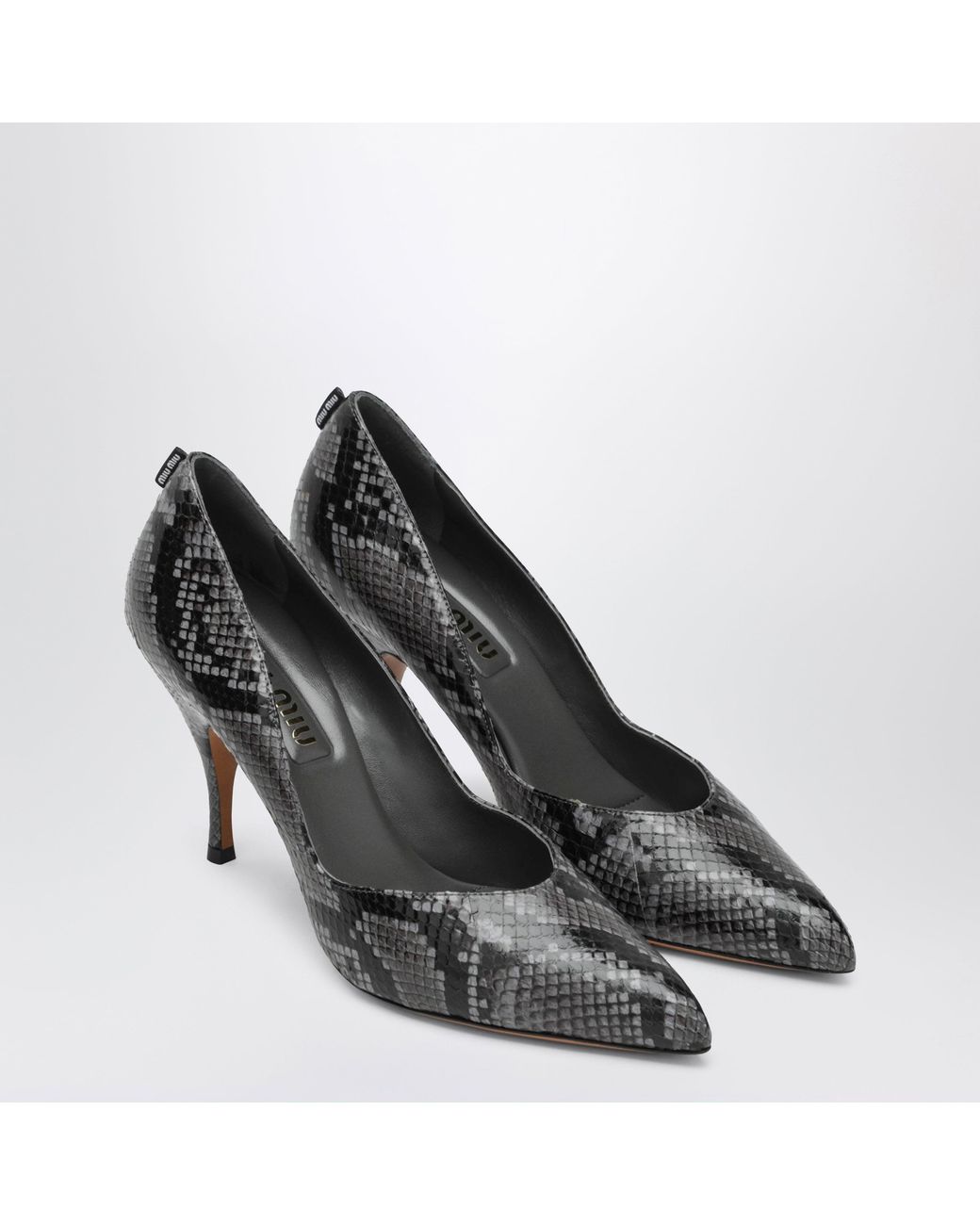 Miu Miu Black Ardesia Pumps Aus Ayers-Leder Mit Python-Print