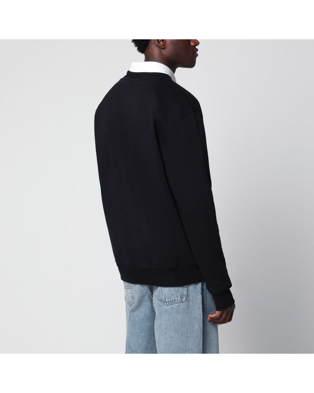 AMI Black Ami De Coeur Crewneck Sweatshirt for men