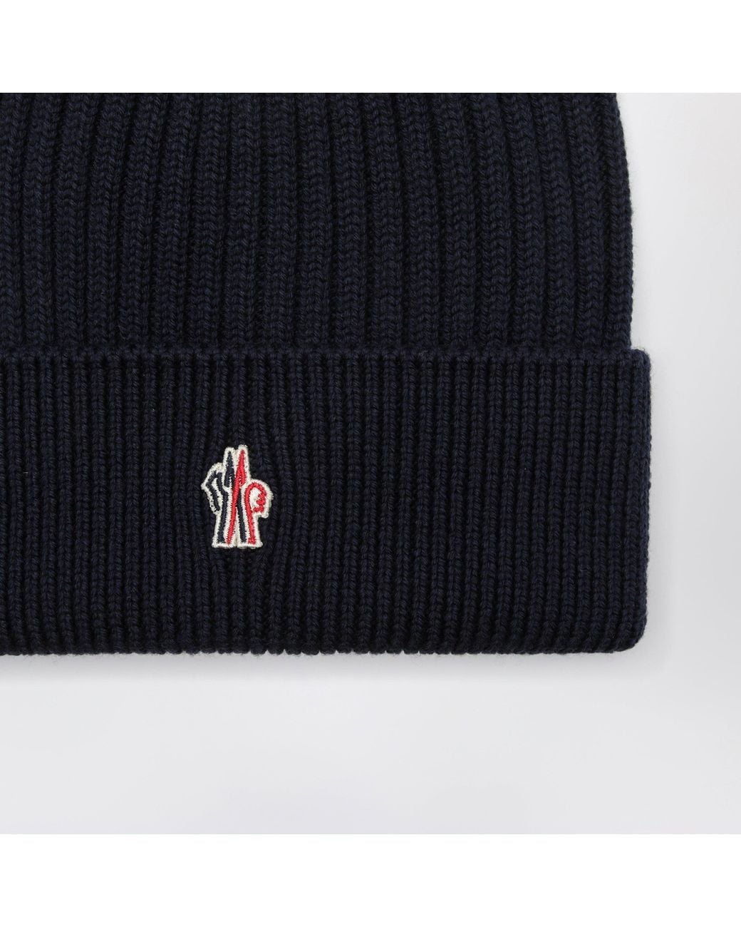 Moncler Blue Ribbed Wool Beanie for men