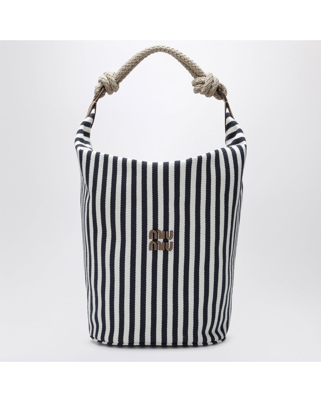 Miu Miu Black Cognac Striped Canvas Bag