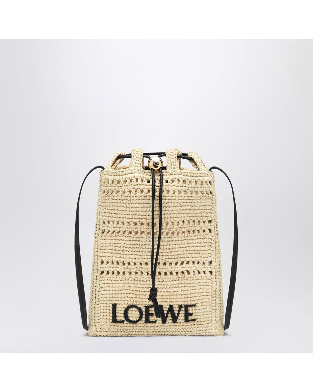 Loewe Metallic Raffia Drawstring Pouch