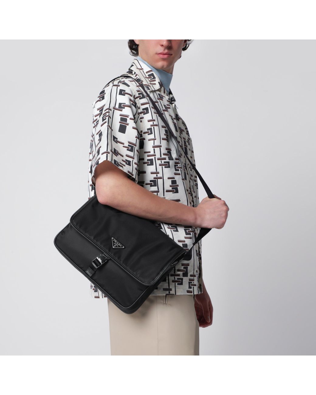 Prada Black Pattina Shoulder Bag for men