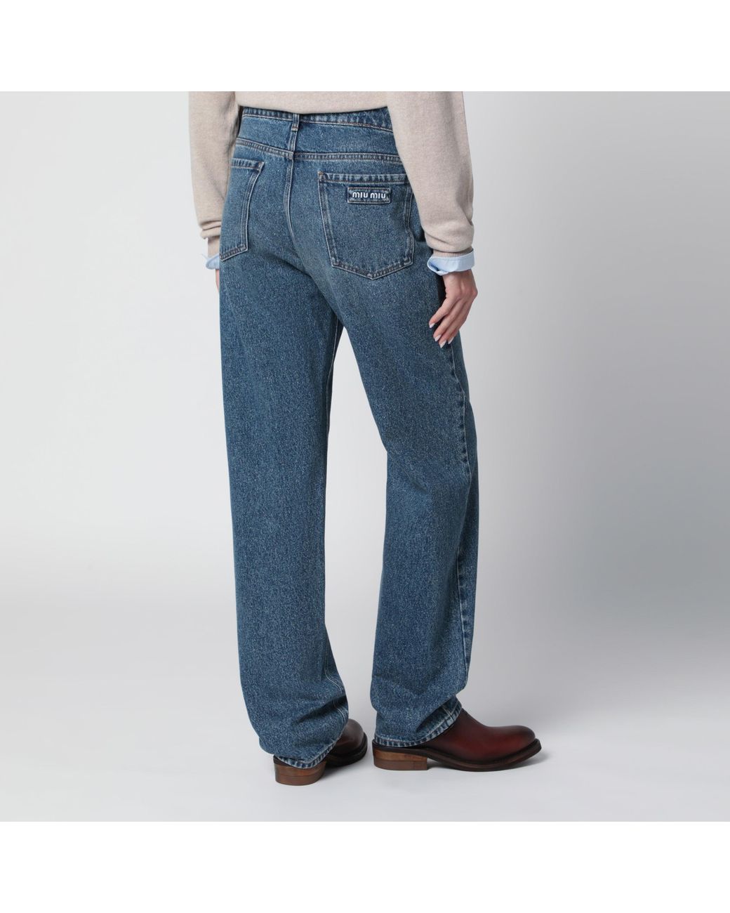 Miu Miu Blue Medium Jeans With Logo Embroidery