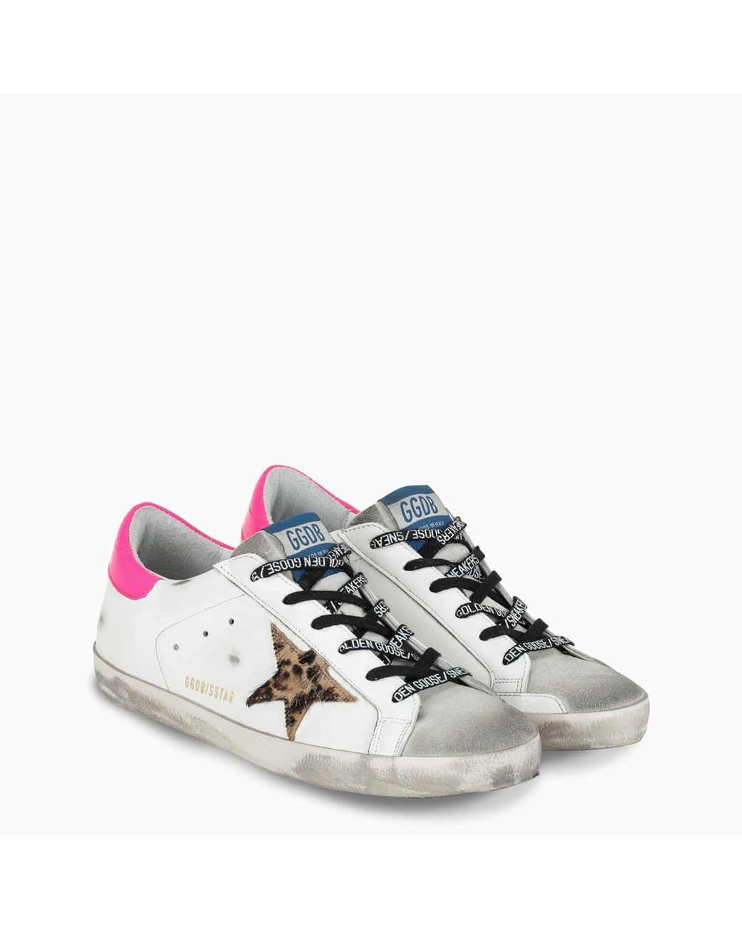 Golden Goose Goose White/pink/leopard Superstar Sneakers | Lyst