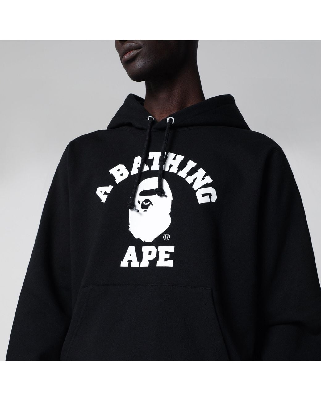 A Bathing Ape Black Hoodie With Logo Print for men