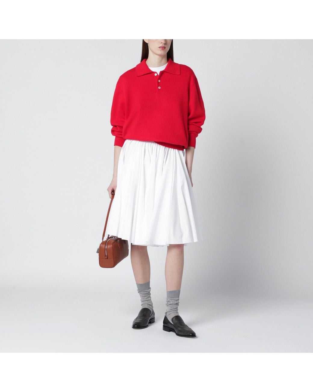 AMI White Cotton Skirt