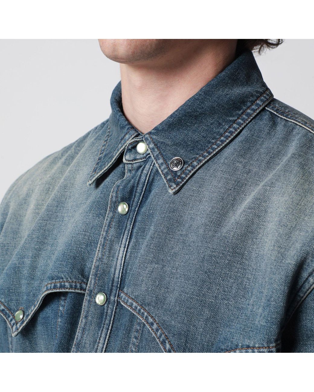Versace Blue Vintage Denim Shirt for men