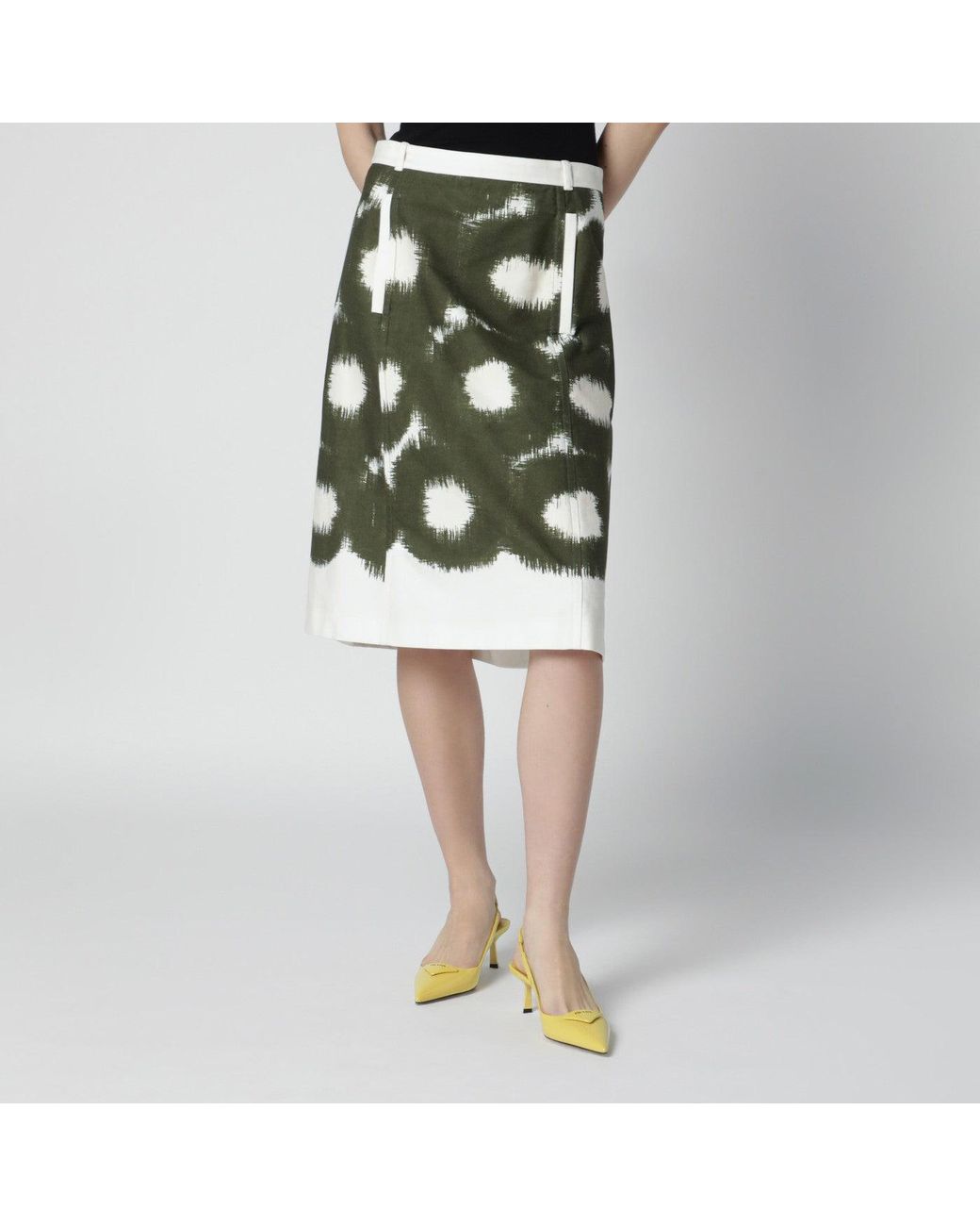 Prada Black Cotton Skirt With Military Pattern