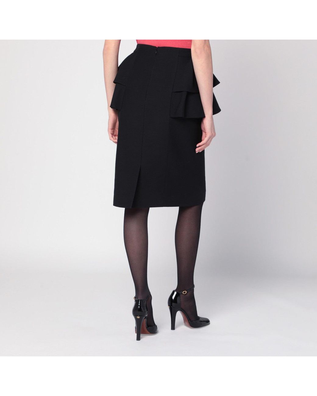 Valentino Black Skirt With Ruffles On The Sides