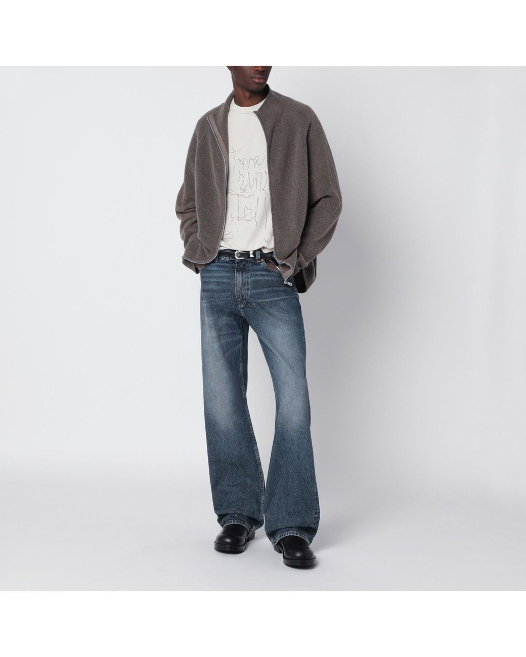 Our Legacy Gray Line Zip Cardigan for men
