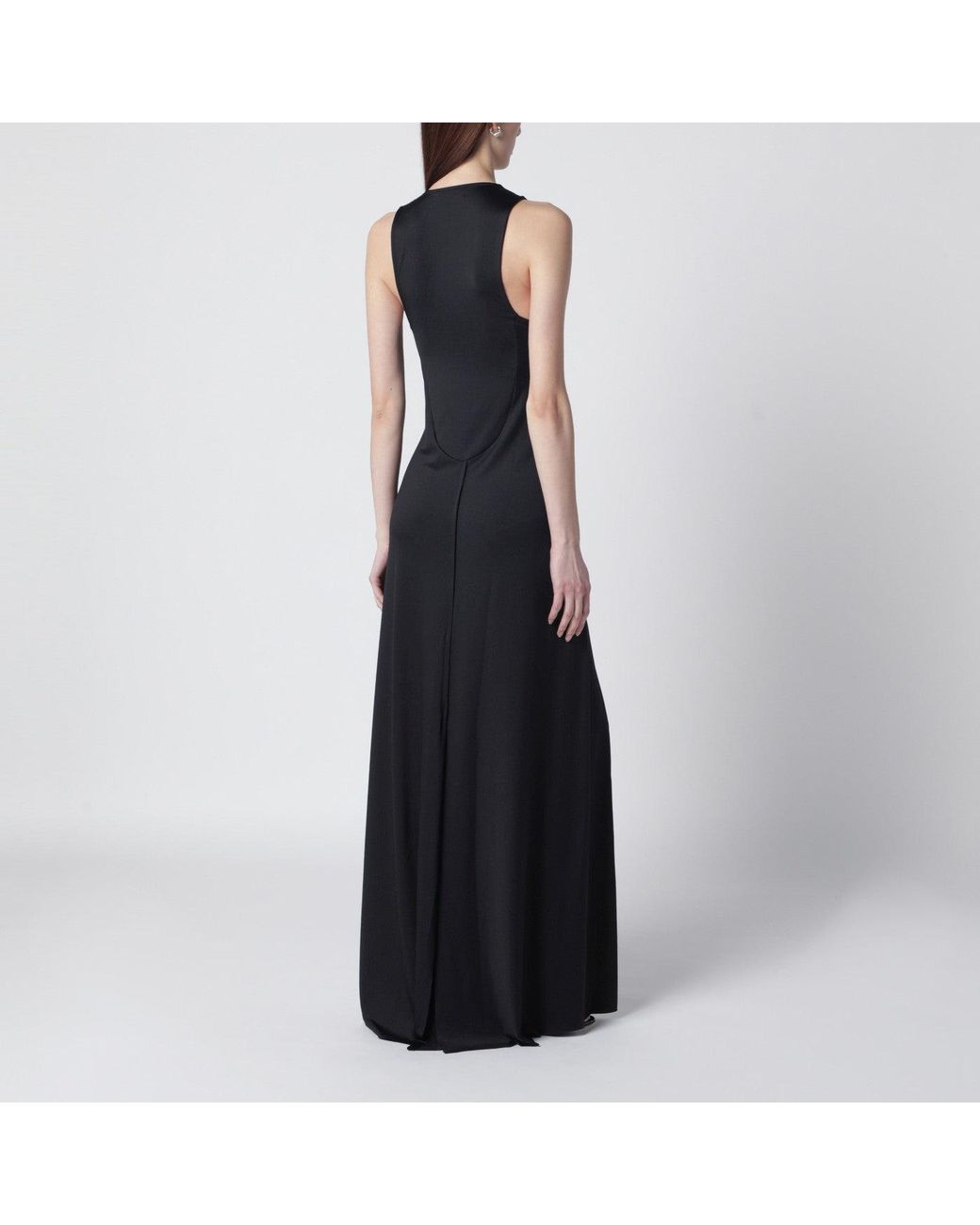 Victoria Beckham Black Long Jersey Dress With Slit