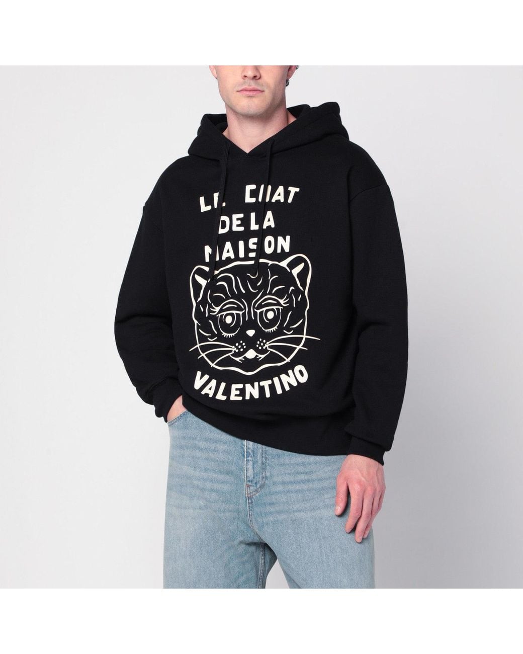 Valentino Black Sweatshirt With Le Chat De La Maison Patch for men