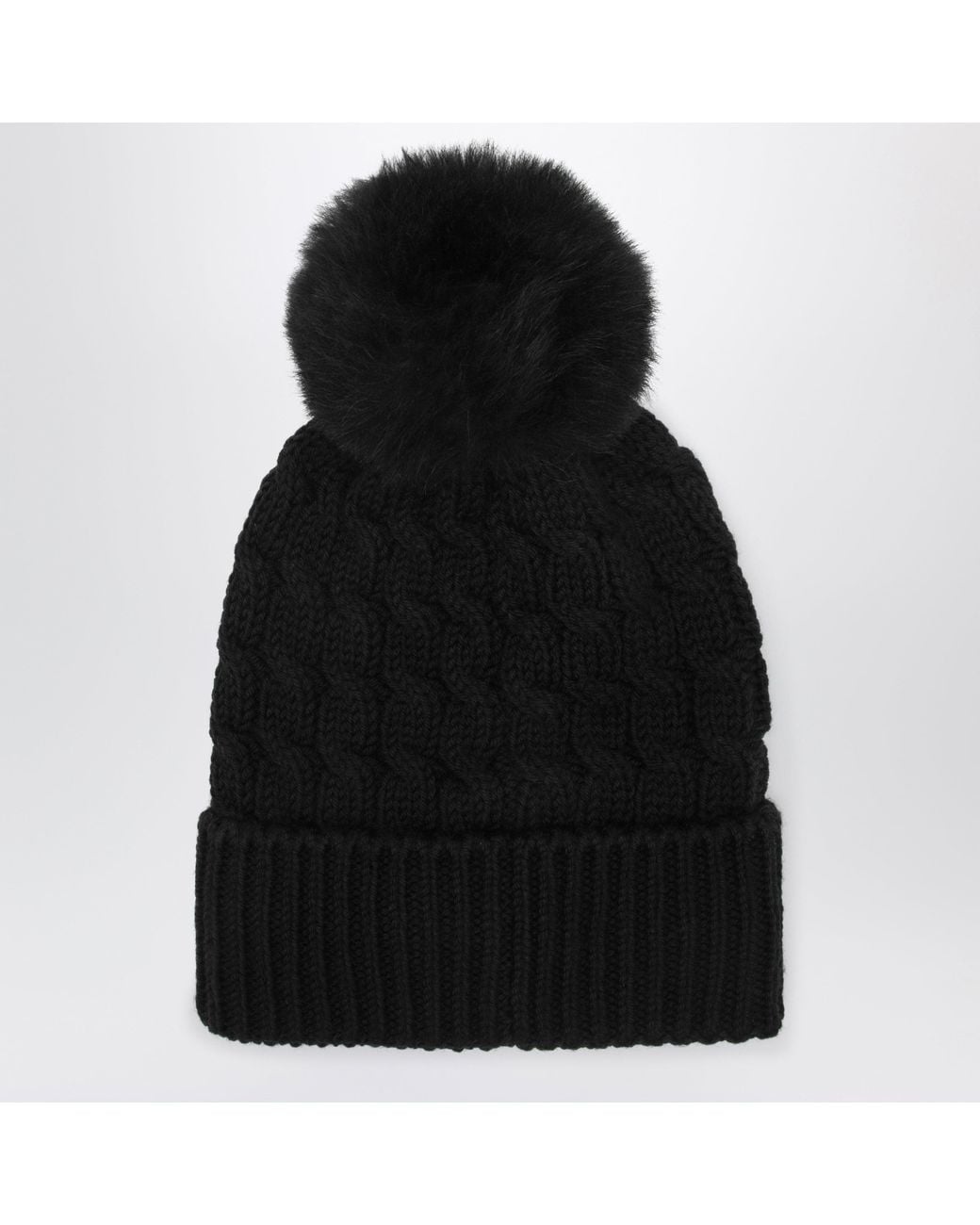 Moncler Black Wool Beanie With Pompom