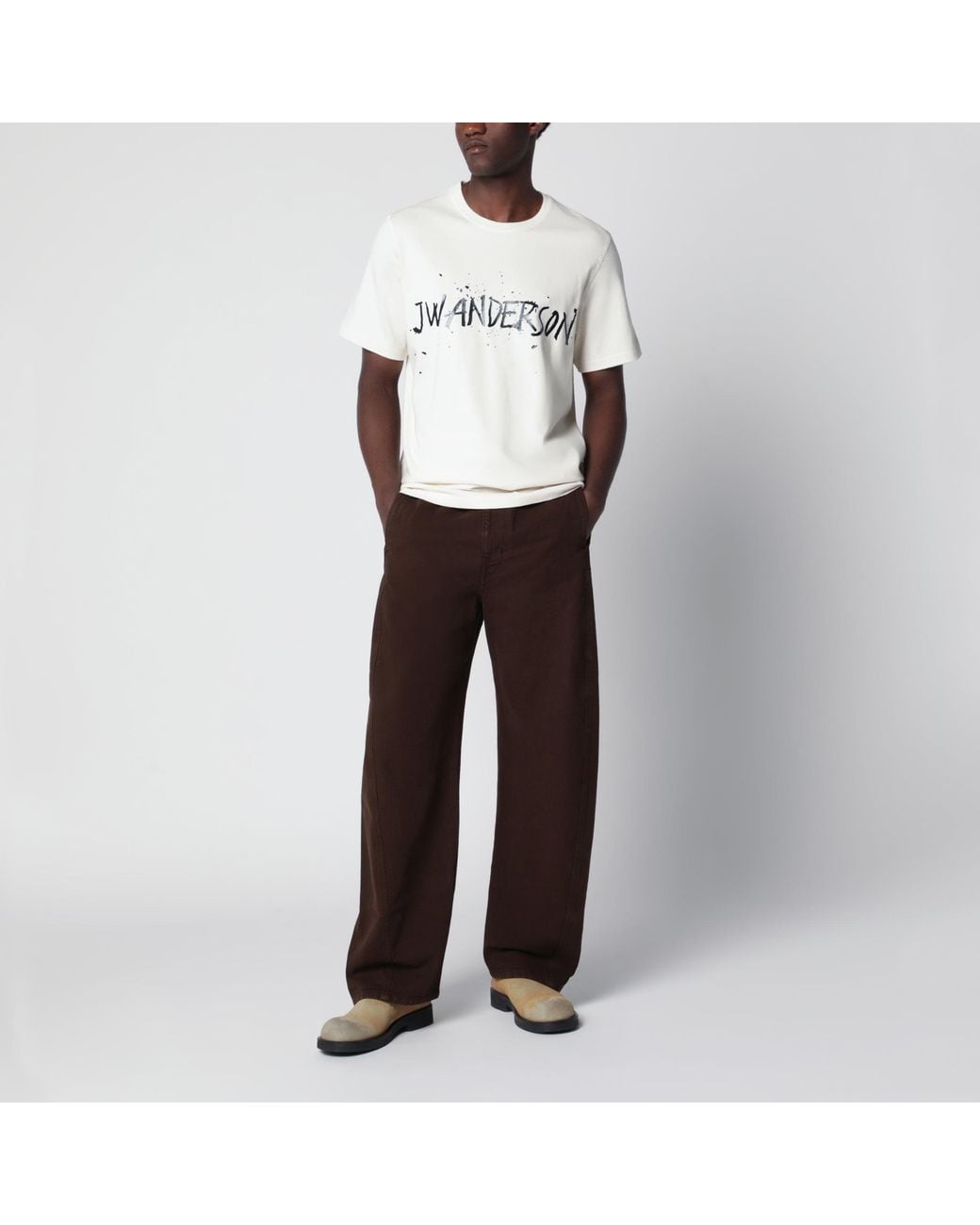 J.W. Anderson White Circular T-Shirt for men