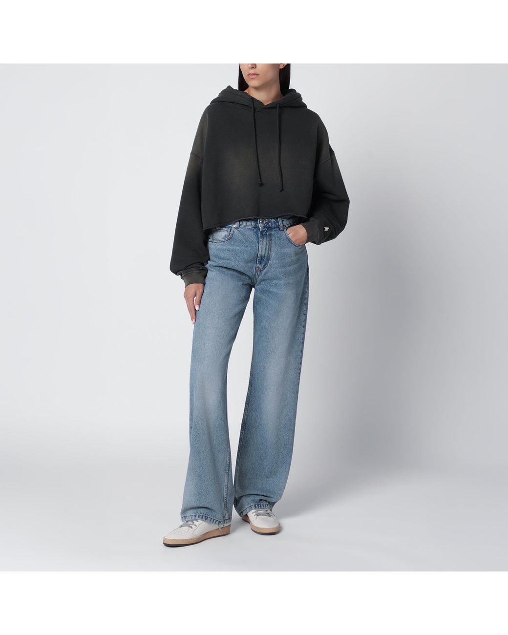 Golden Goose Deluxe Brand Black Charcoal Cotton Hooded Sweatshirt