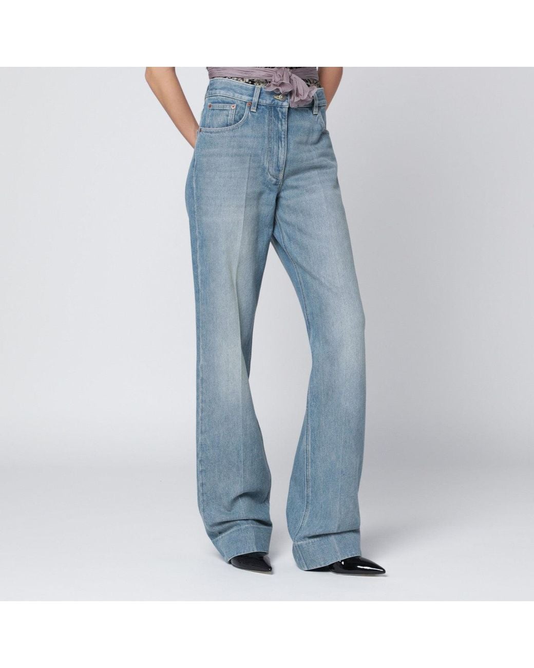Valentino Blue Light Washed-Effect Jeans