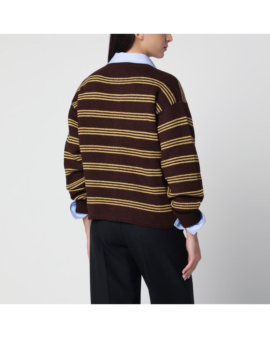 Miu Miu Black Cocoa Striped Cardigan