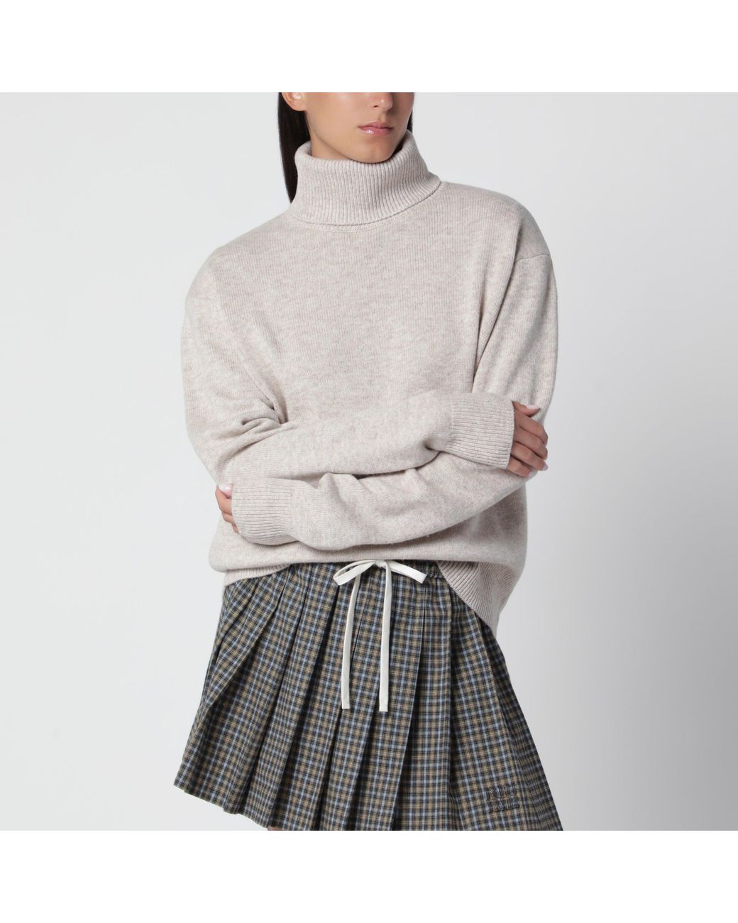 Frankie Shop Gray Gala Light Merino Wool Turtleneck Sweater