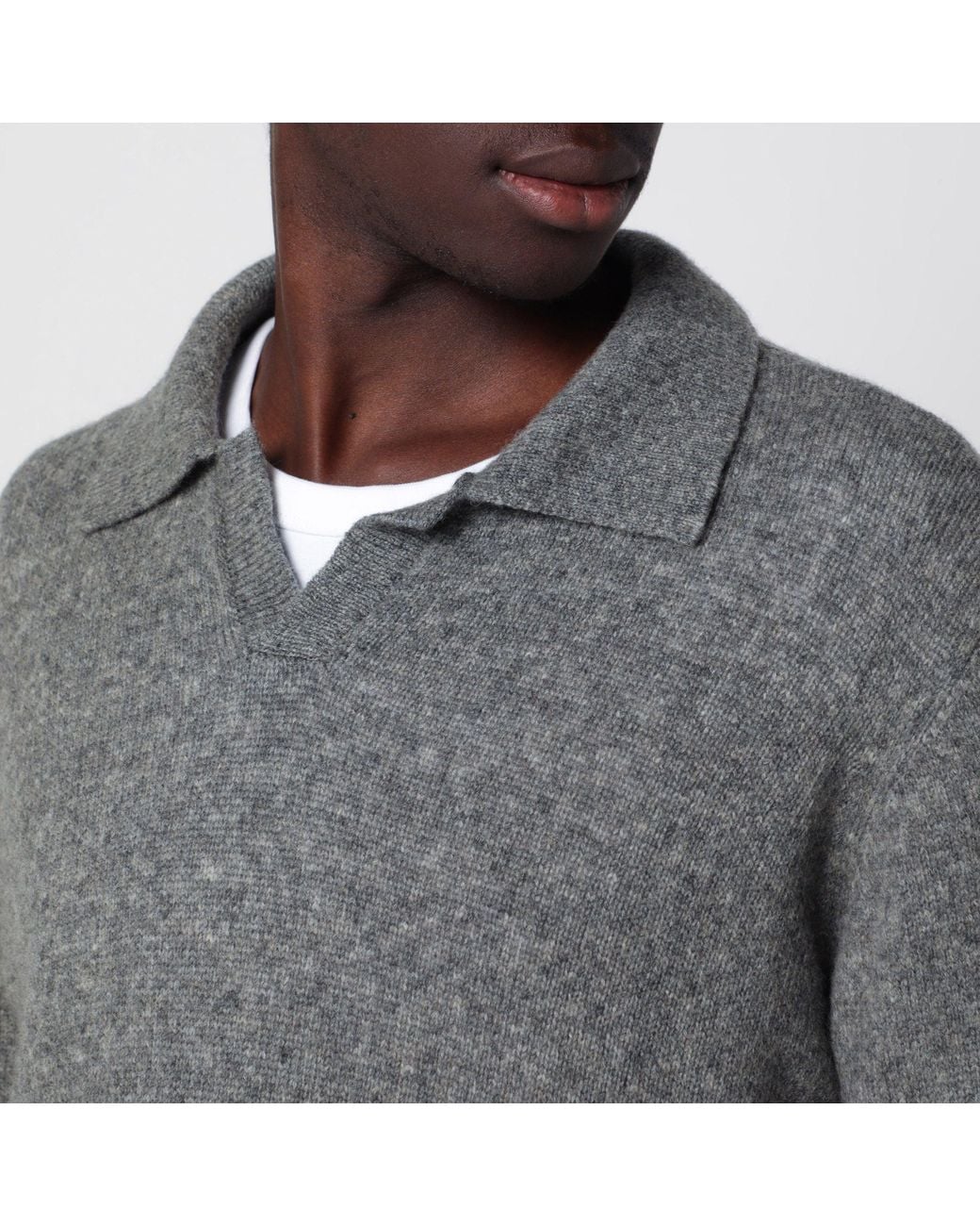 Roberto Collina Gray Mélange Wool Sweater for men