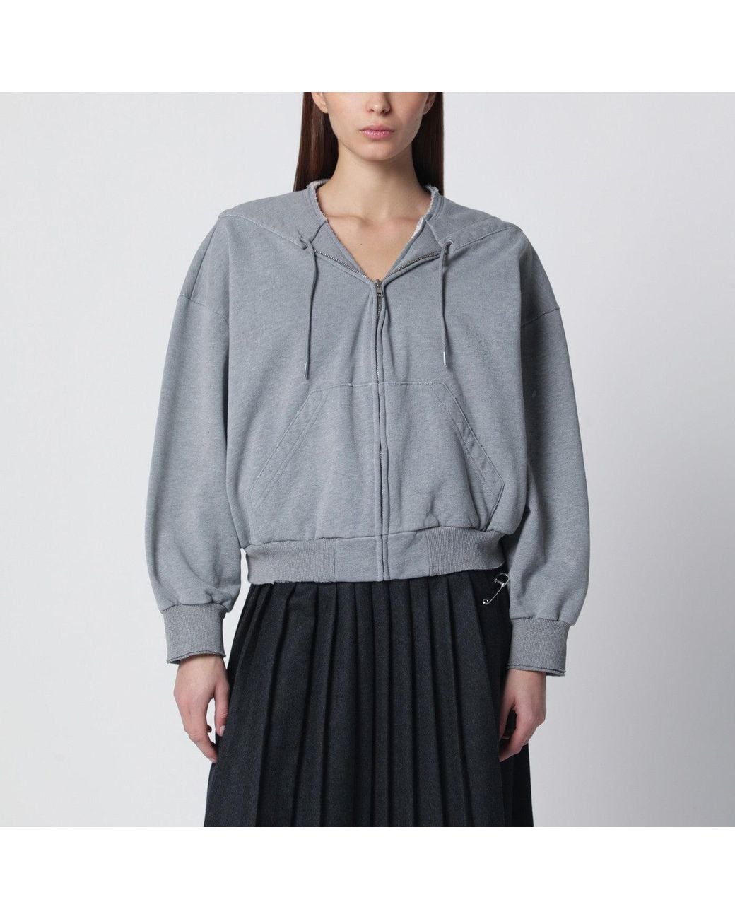 MM6 by Maison Margiela Gray Felpa Con Zip E Coulisse