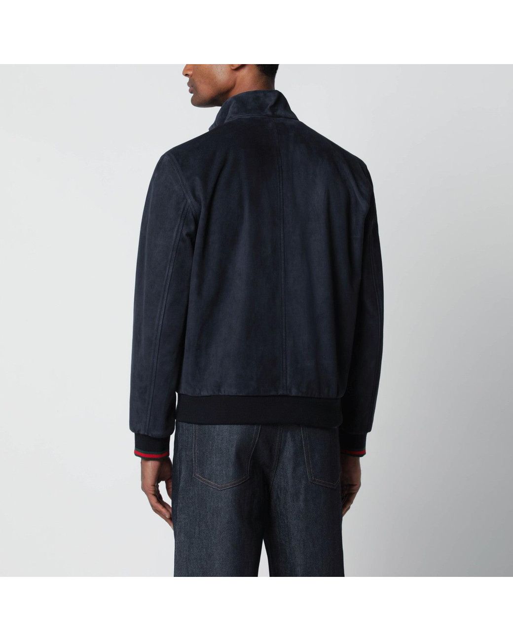 Gucci Blue Leather Jacket for men