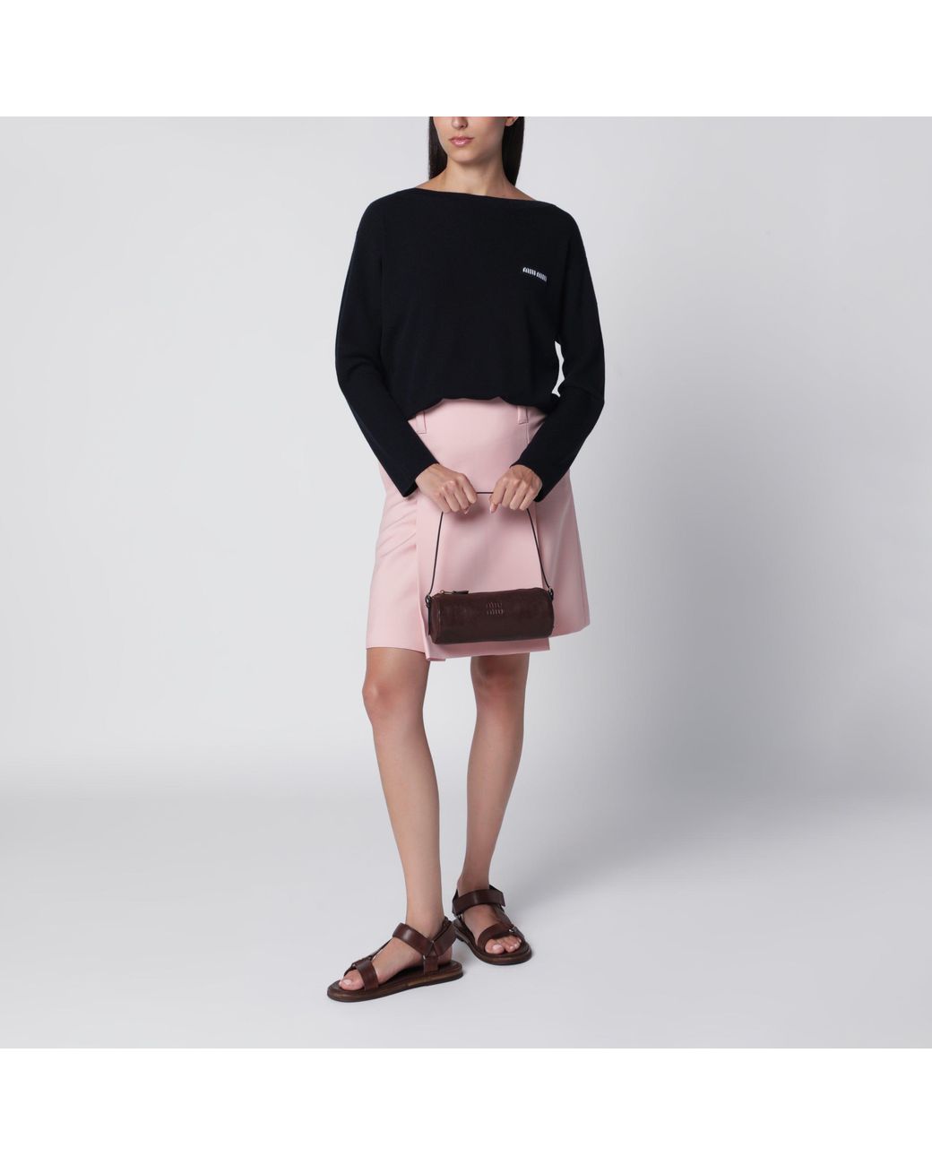 Miu Miu Black Virgin Wool Sweater With Logo Intarsia