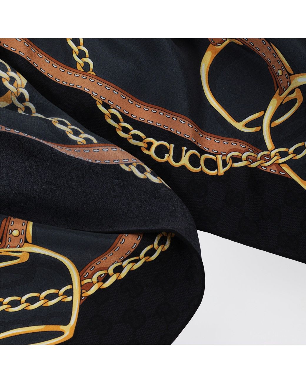 Gucci Black Printed Silk Crãªpe Carre