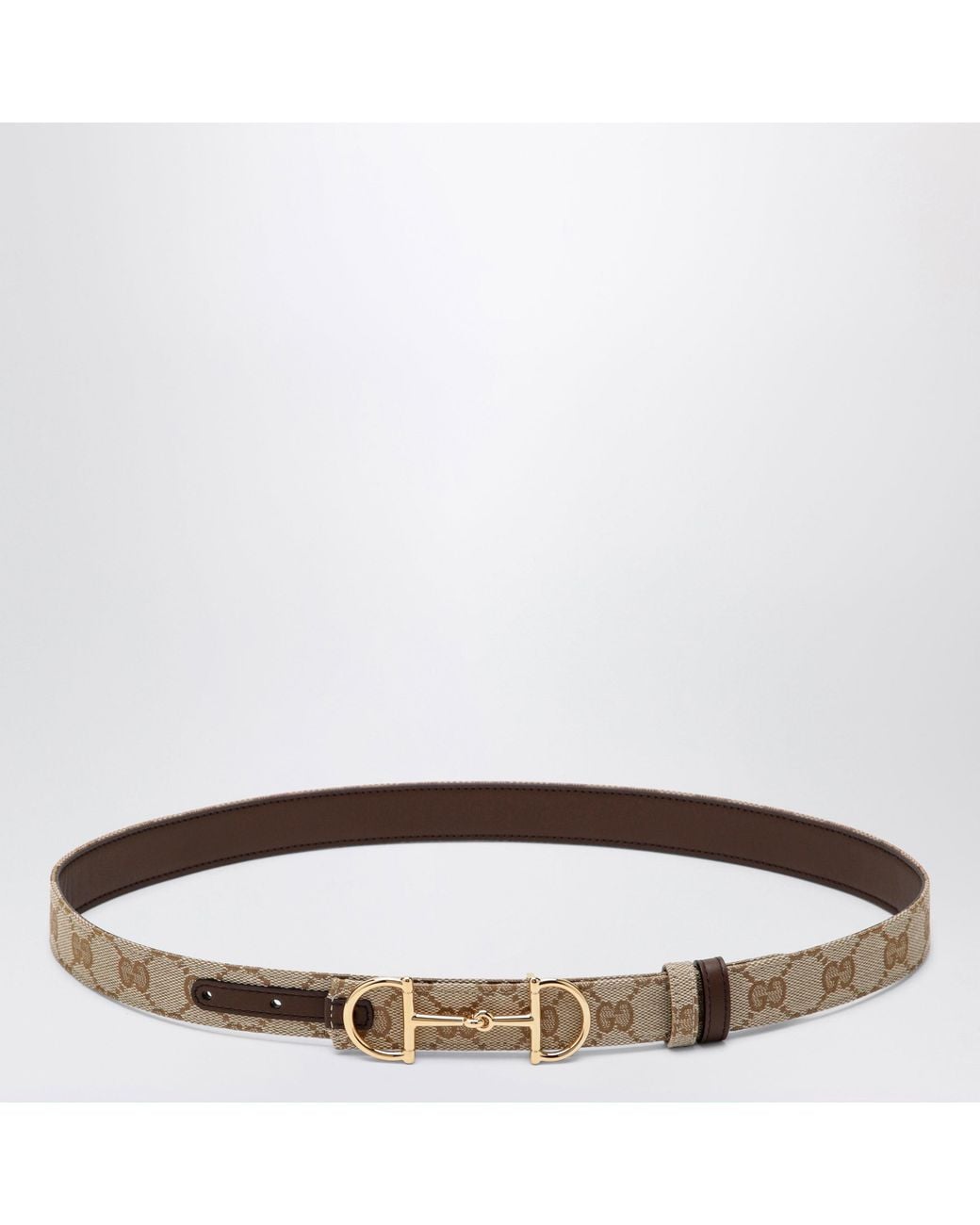 Gucci Brown Reversible Gg Fabric And Leather Belt