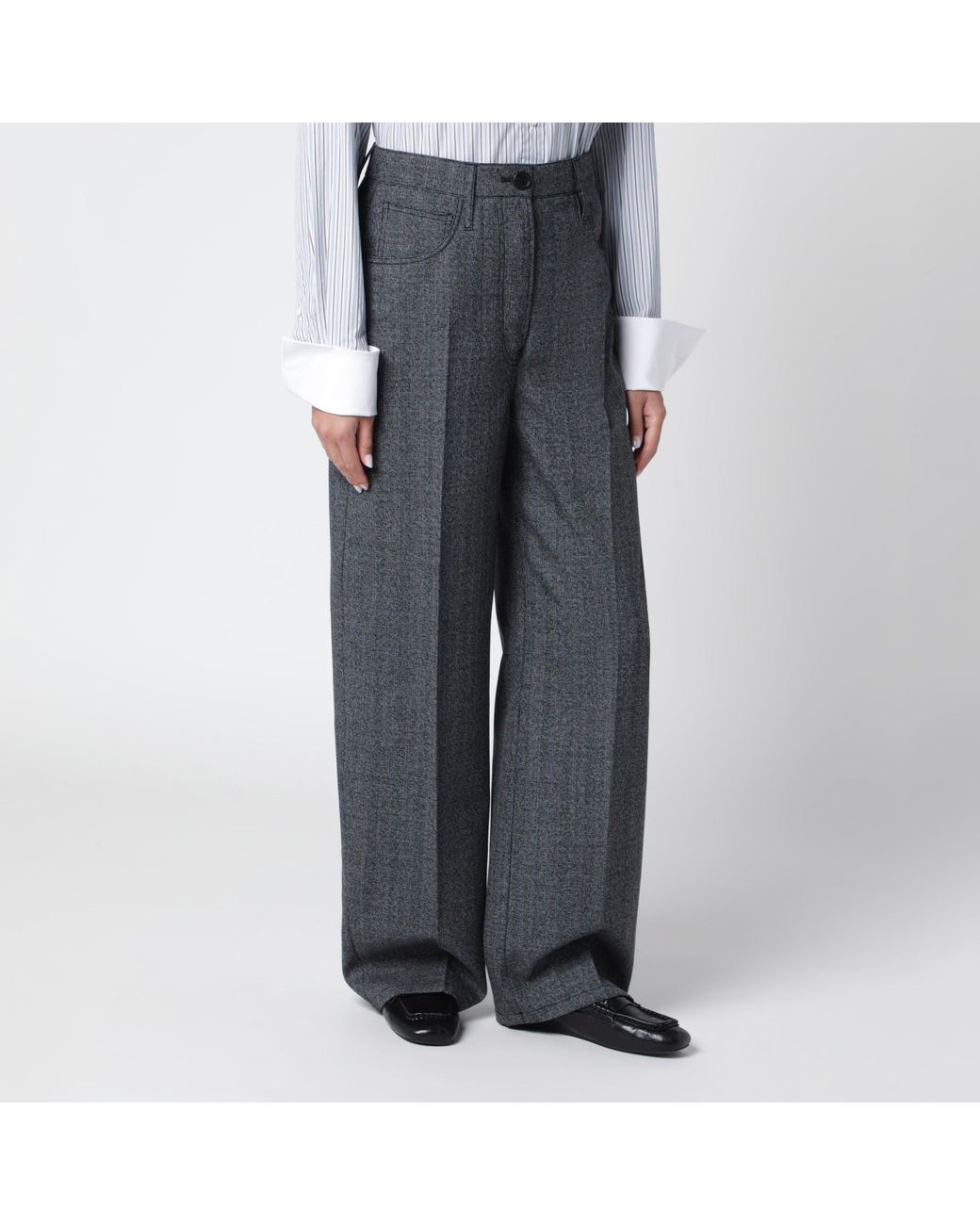 Prada Gray Tailored Wool Trousers