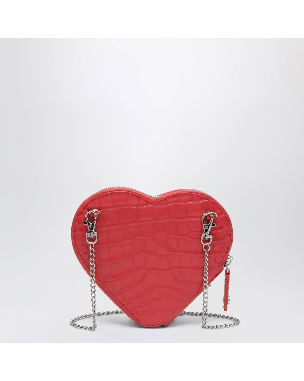 Vivienne Westwood Red Heart Embossed Croc Shoulder Bag