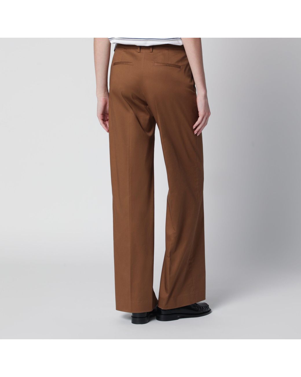 PT Torino Brown Francoise Cotton-Blend Trousers
