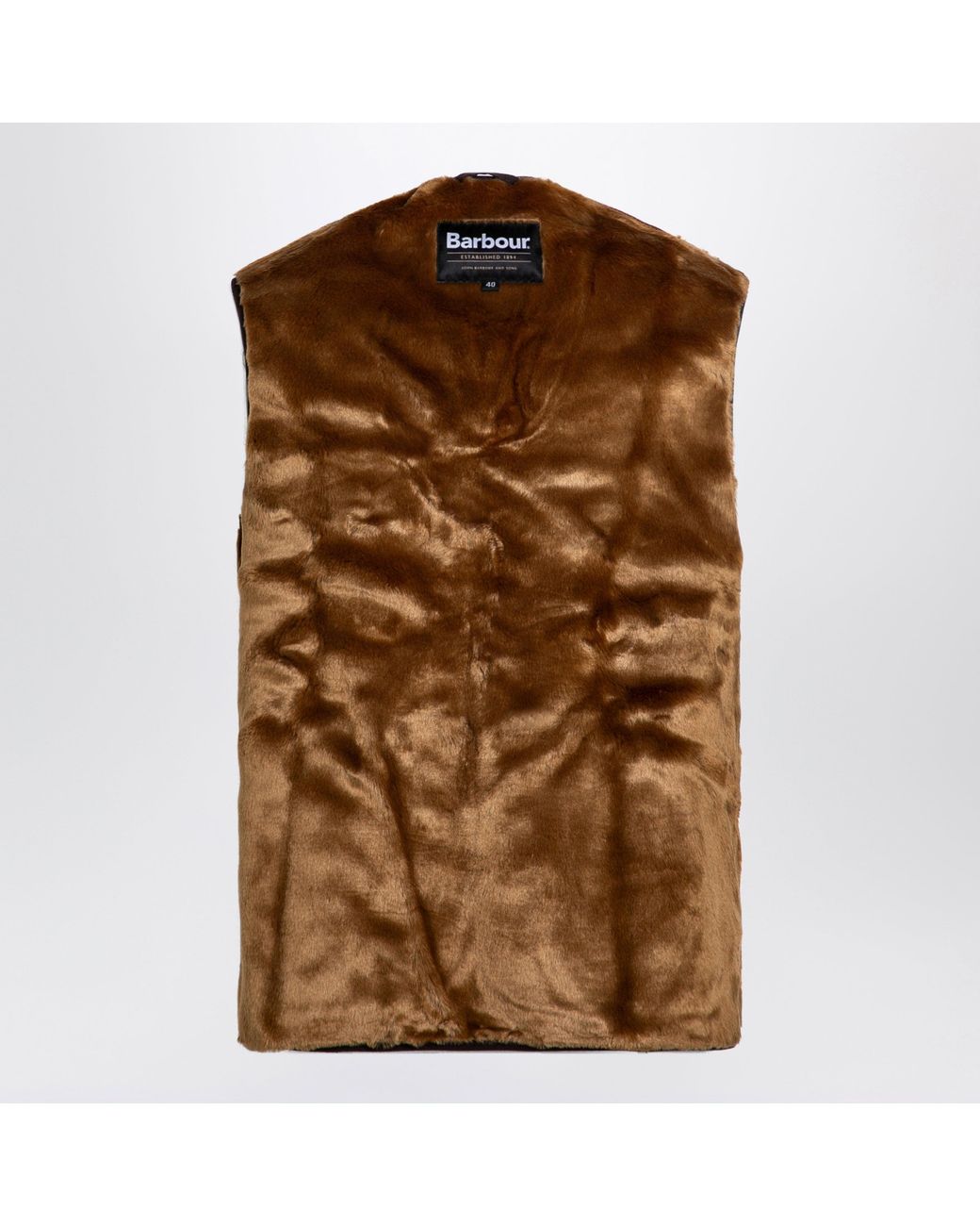 Barbour Brown Zip-Up Fleece Vest for men