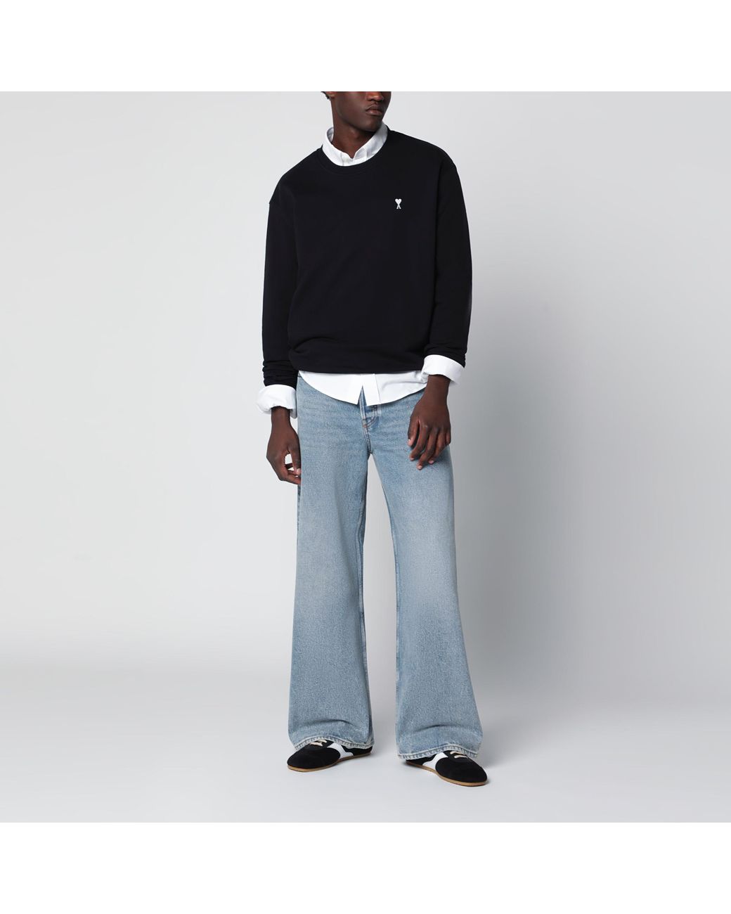 AMI Black Ami De Coeur Crewneck Sweatshirt for men