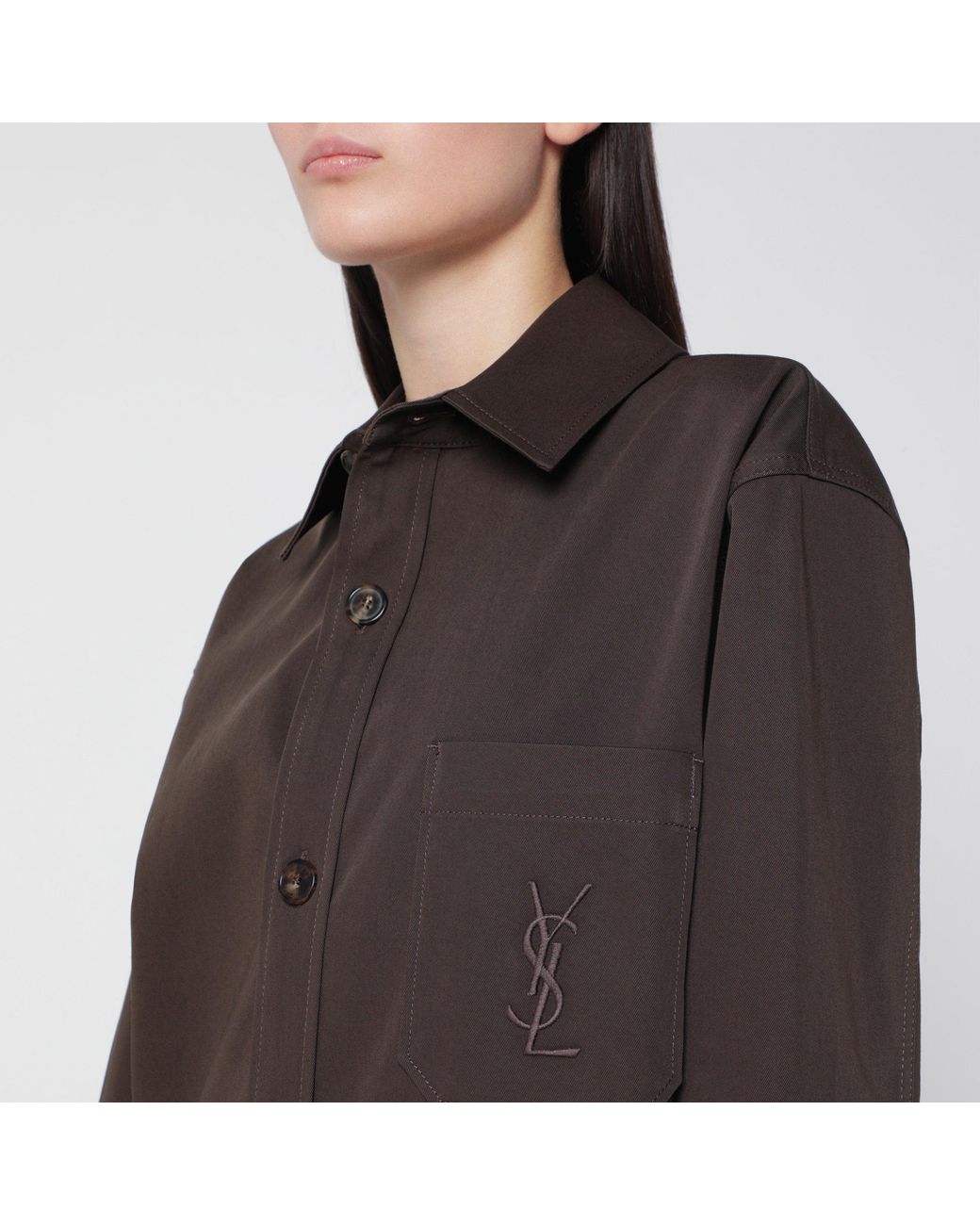 Saint Laurent Black Dark Cassandre Shirt Jacket