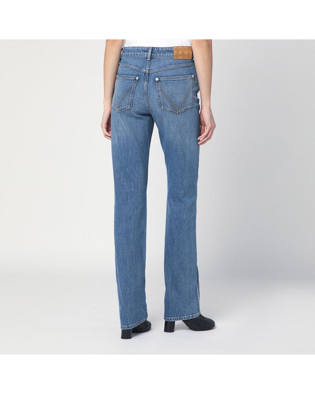 Bottega Veneta Blue Jeans With Intrecciato Patch