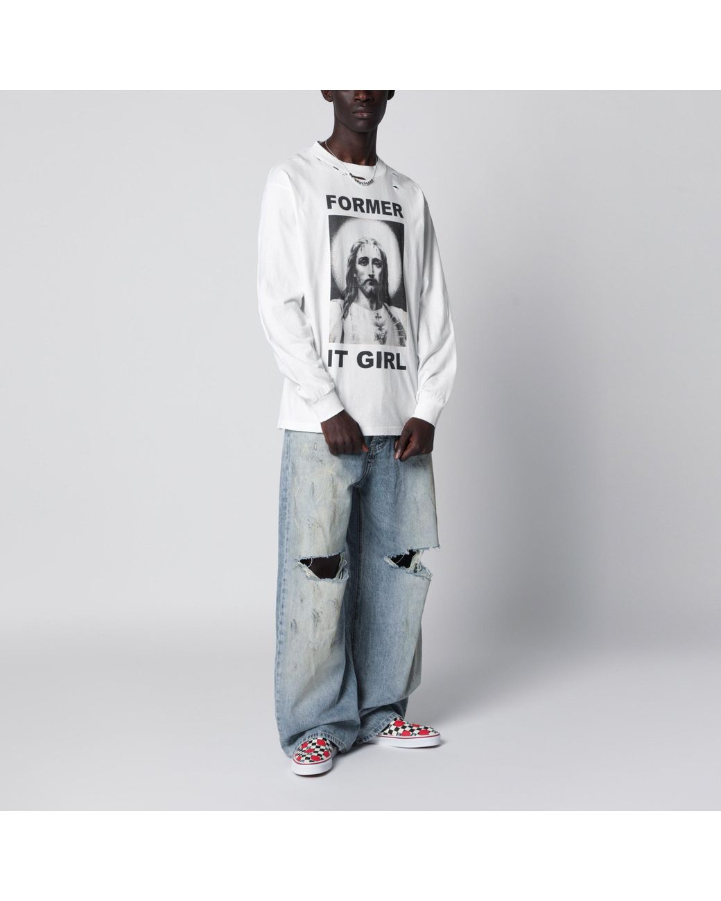 DAGGER White Former It Girl Long-Sleeve T-Shirt for men