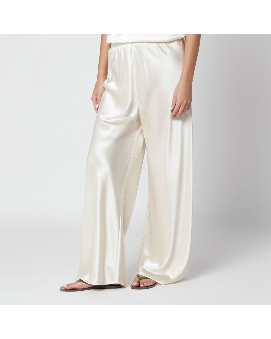 Almada Label White Vanilla Bias Satin Trousers