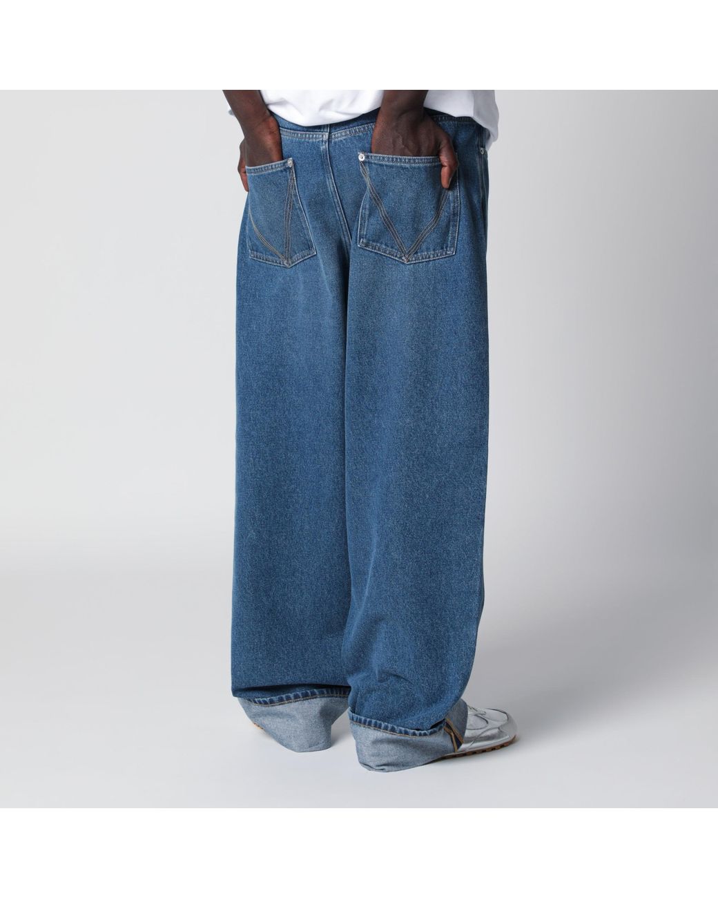 Bottega Veneta Blue Wide-Leg Cuffed Jeans for men