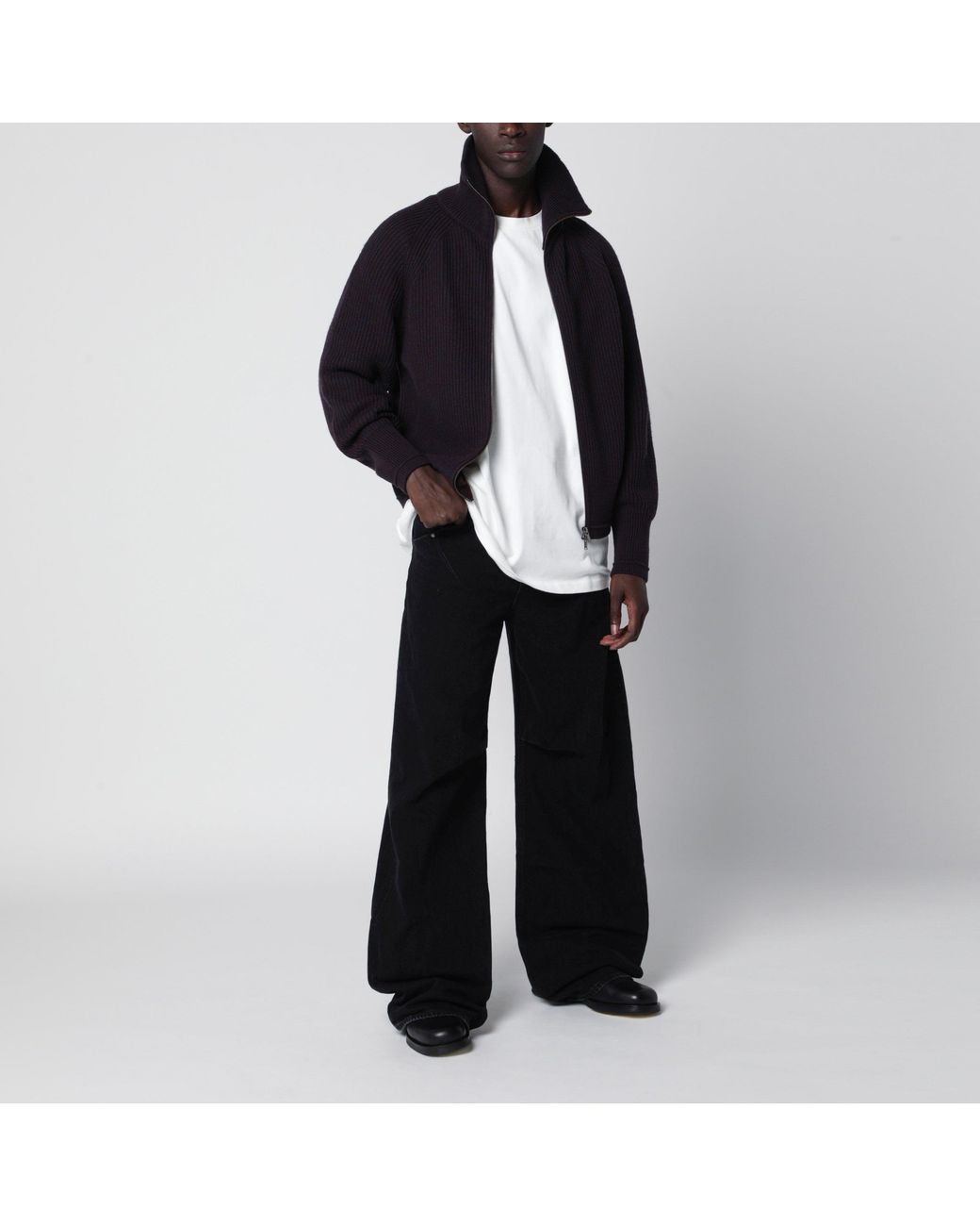 Entire studios Black Wide Charcoal Jeans for men