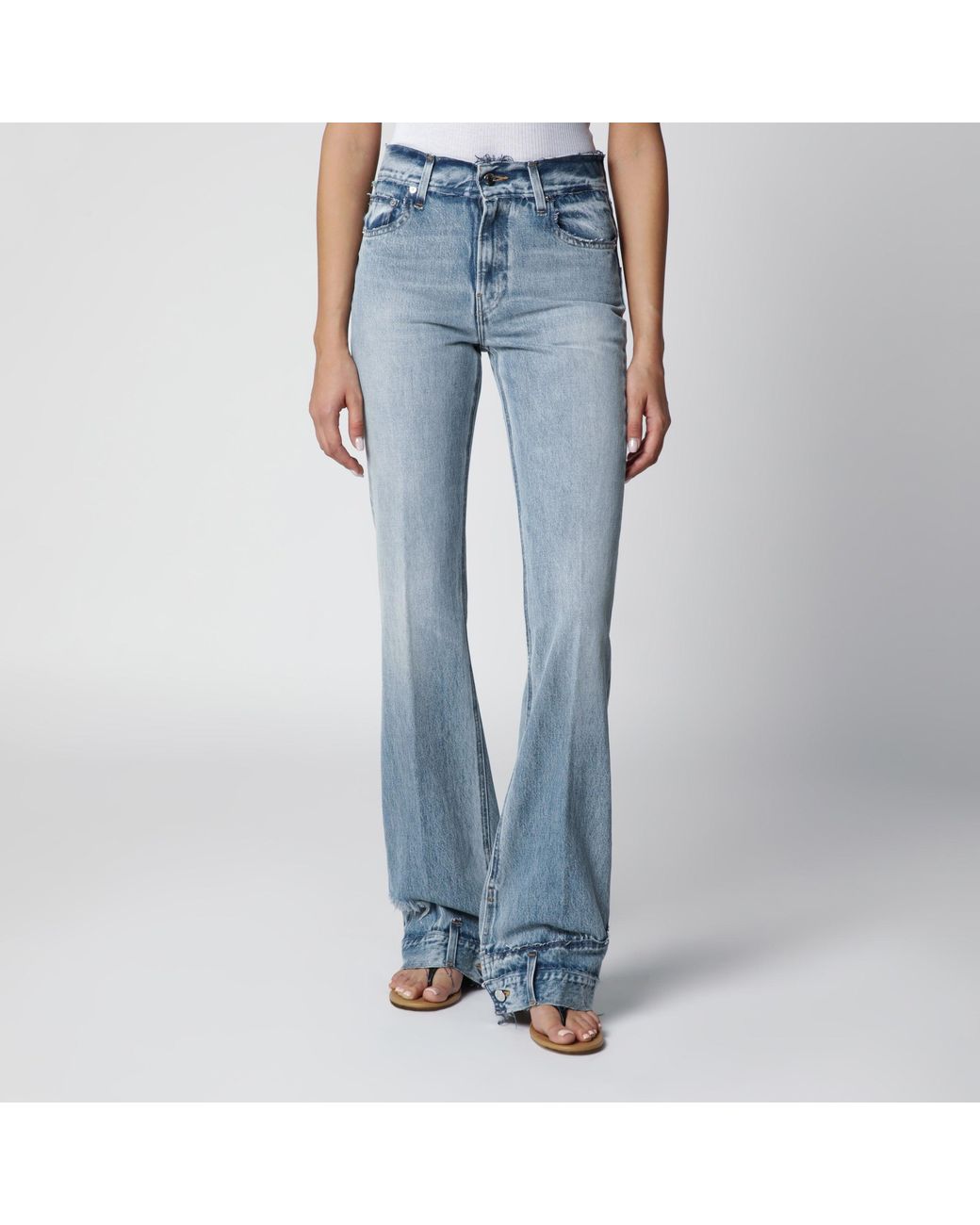 Haikure Blue Flora High-Waisted Flared Jeans