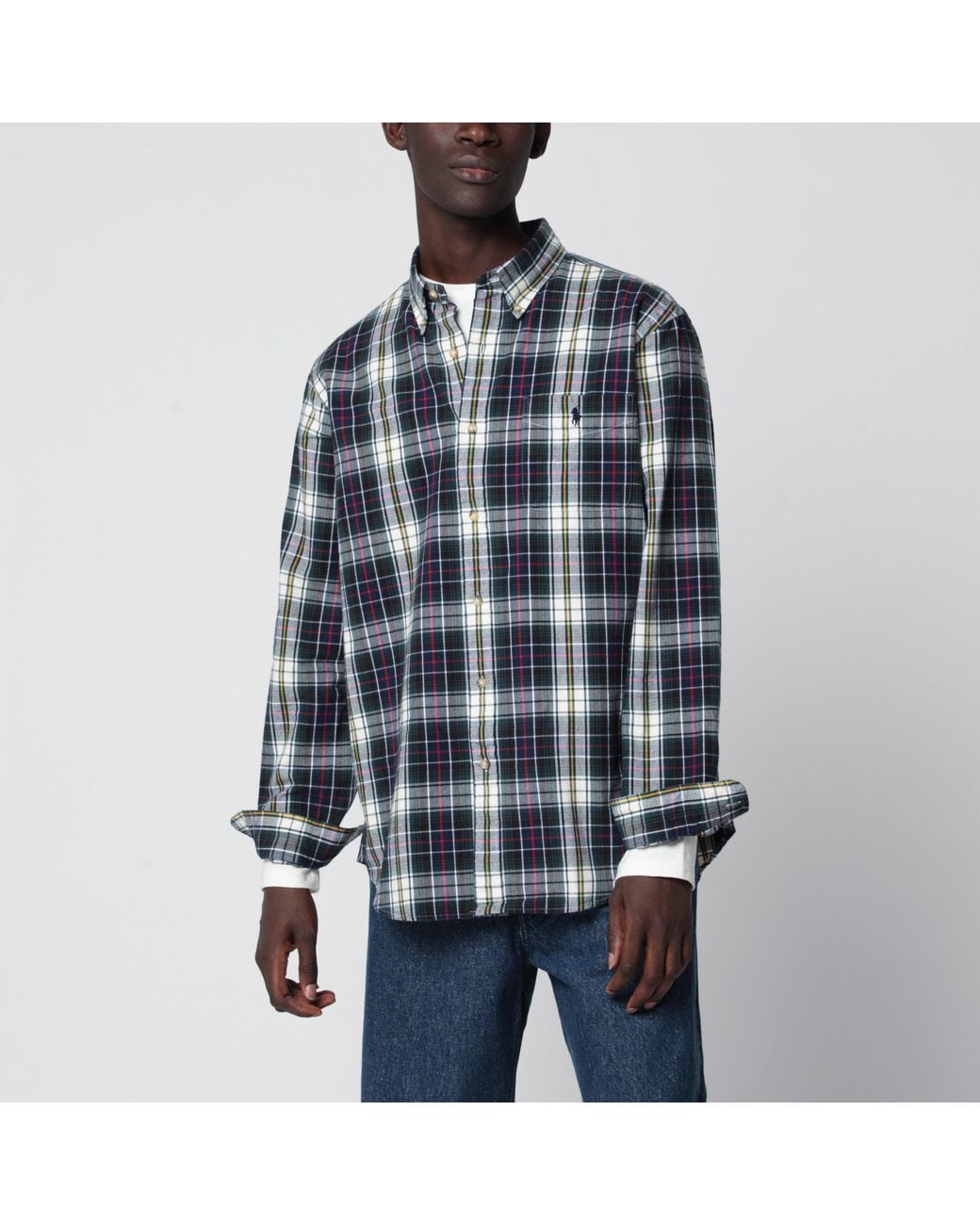 Polo Ralph Lauren Blue Tartan Oxford Cotton Shirt for men