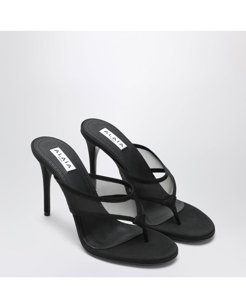Alaïa Black Mesh Flip-Flop Mules