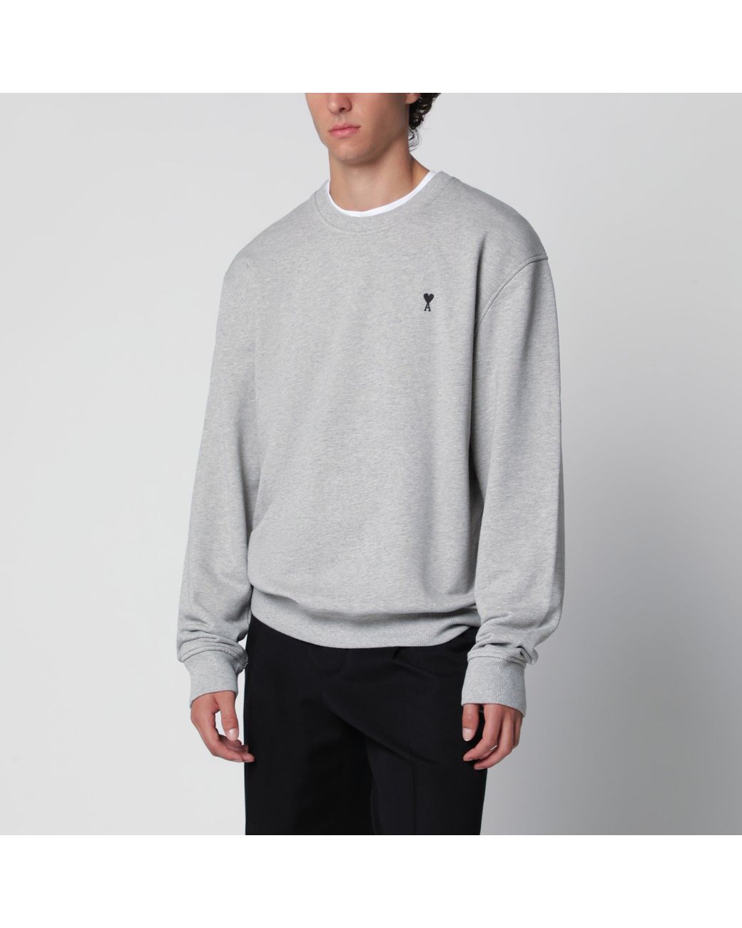 AMI Gray Ami De Caur Crewneck Sweatshirt for men