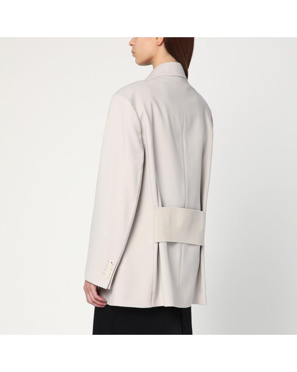 Victoria Beckham Natural Pumice-Coloured Double-Breasted Jacket