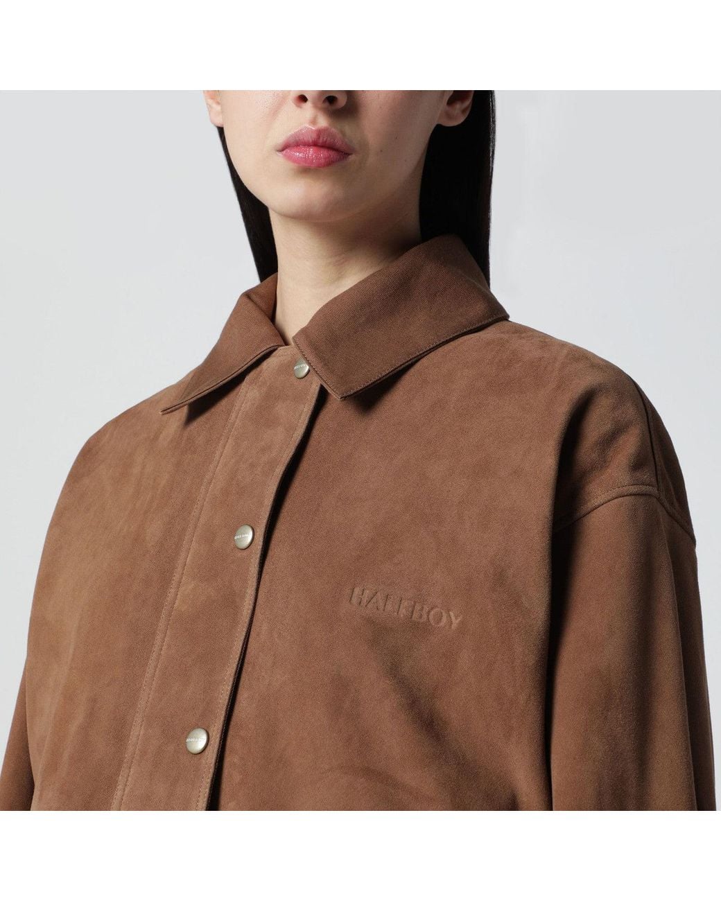 Halfboy Brown Short Mocha Suede Leather Jacket