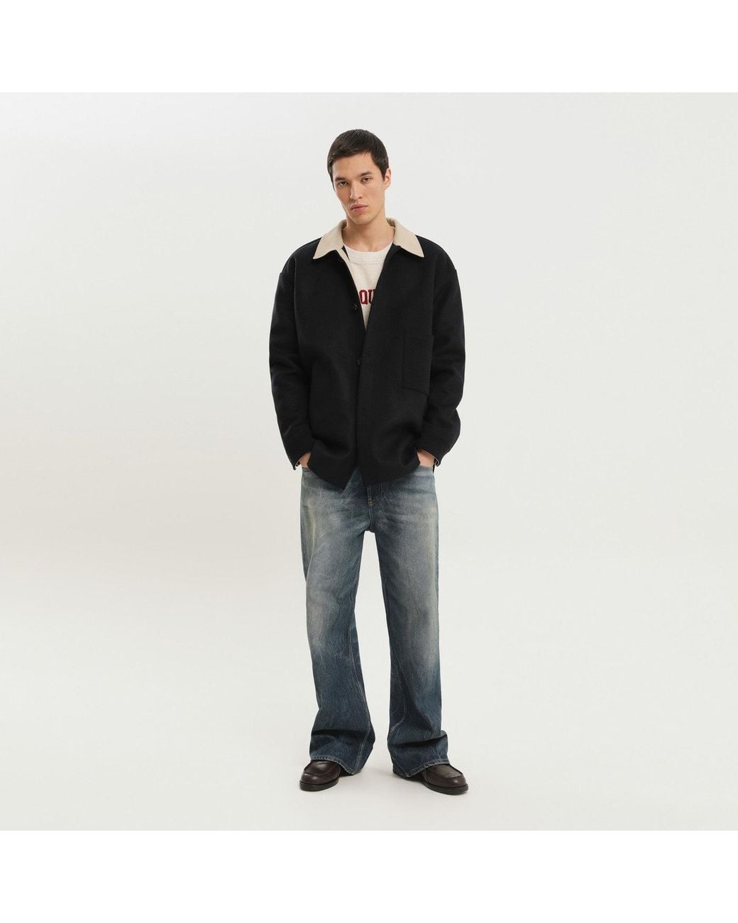 1989 STUDIO Black Shirt Jacket for men