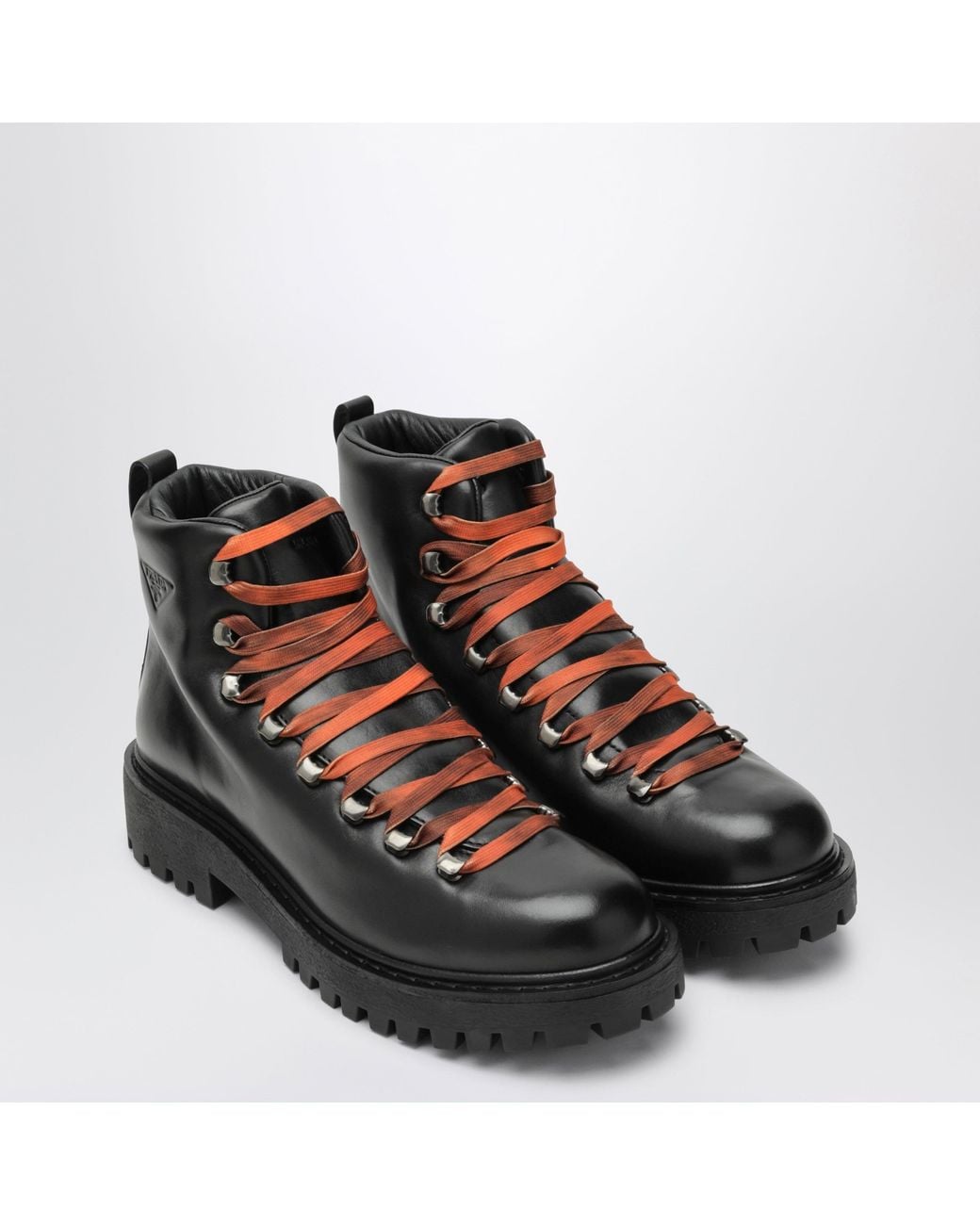 Prada Black Lace-Up Ankle Boots for men
