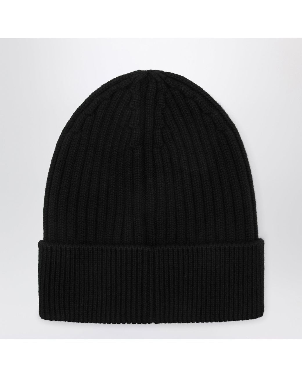 Moncler Black Ribbed Wool Cap for men