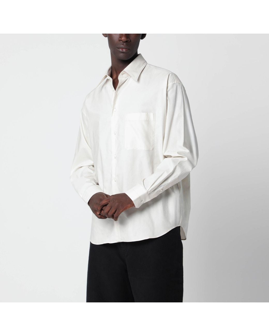 Lemaire White Regular-Fit Cream-Colored Cotton And Silk Shirt for men